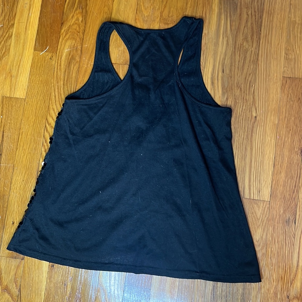 Esti Couture Black Rainbow Heart Sequins Tank Top Size Medium - Picture 4 of 4